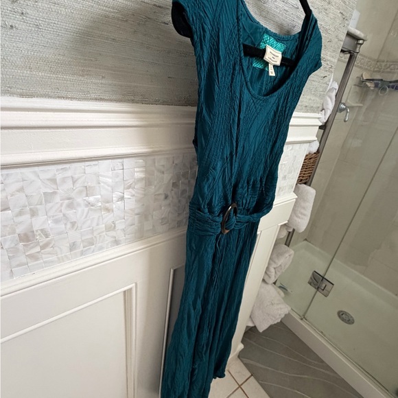 10 Anthropologie moulinette soeurs Guinevere maxi dress circle belt Teal blue - Picture 11 of 17